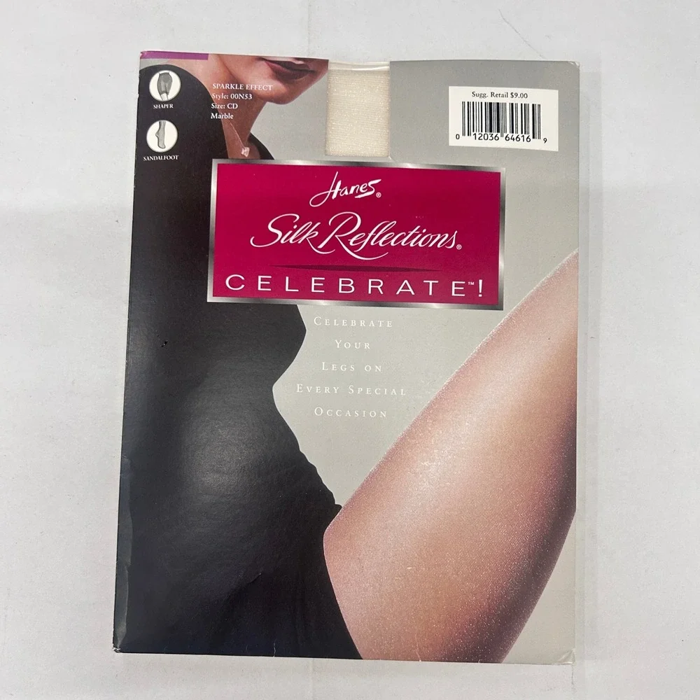 Vintage Hanes Silk Reflections Celebrate Sparkle Pantyhose CD Marble Shaper NOS